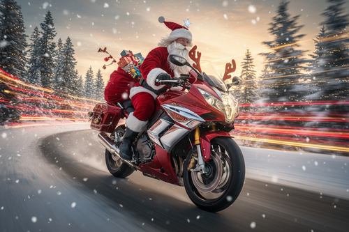santa on a motorcycle
